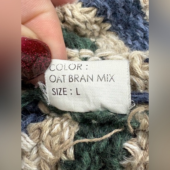 VTG Northern Isles Mens Hand Knit 3D Fisherman Sweater Size L 80S Grandpacore - Picture 10 of 11